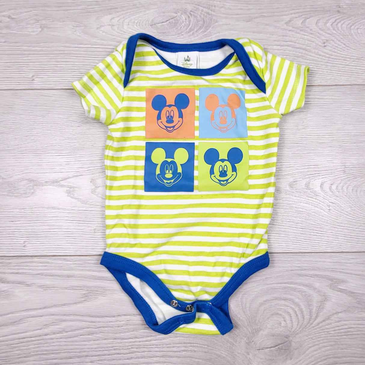 CHSP1 - Disney striped Mickey Mouse bodysuit. Size 0-3 months