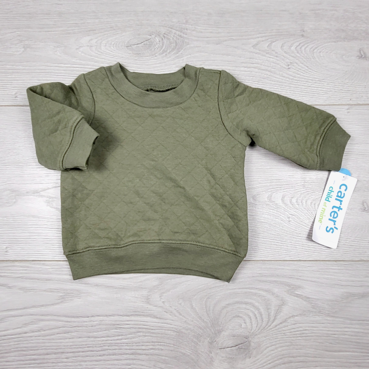 CHSP1 - NEW - Child of Mine green quilted cotton sweatshirt. Newborn size