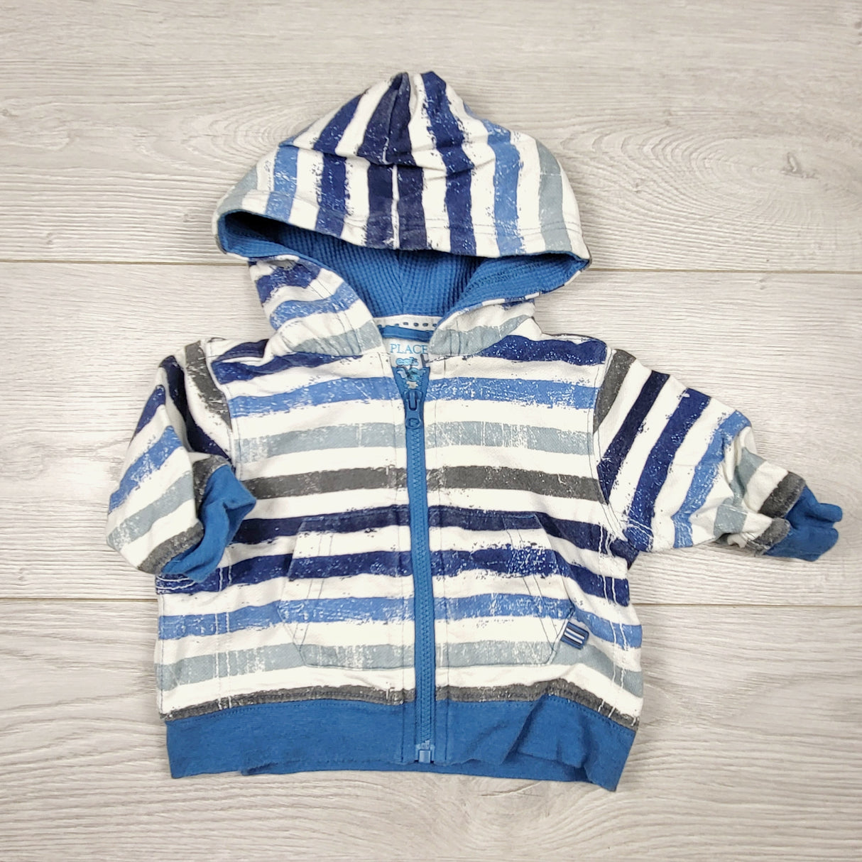 CHSP1 - Children's Place multi-striped zip up hoodie. Size 0-3 months