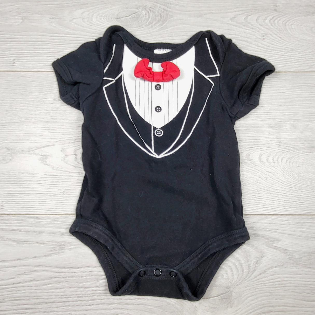 CHSP1 - Pretty Baby tuxedo bodysuit. Size 3-6 months