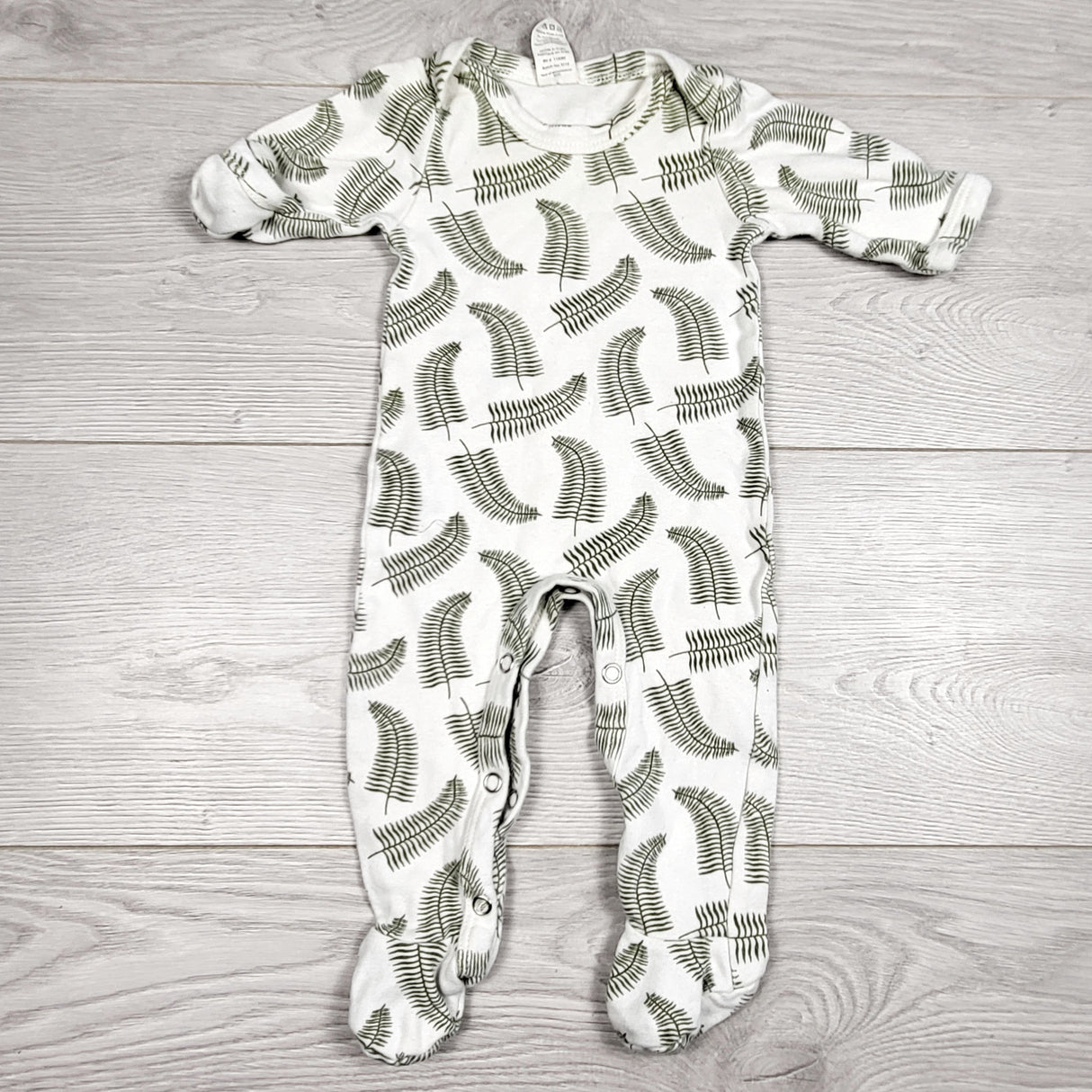 CCAM1 - Kate Quinn cotton sleeper with fern fronds. Newborn size