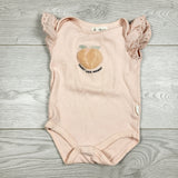 CCAM1 - Rabbit and Bear bodysuit with chenille peach. Size 3-6 months