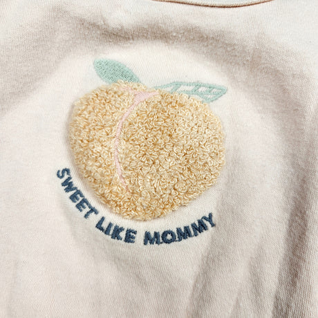 CCAM1 - Rabbit and Bear bodysuit with chenille peach. Size 3-6 months