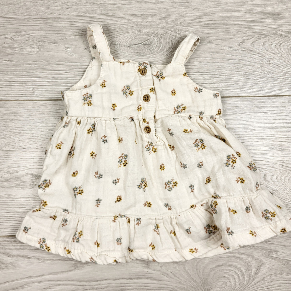 CCAM1 - Kate Quinn muslin cotton sleeveless floral print dress. Size 3 months