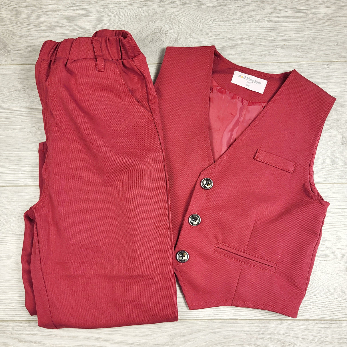 JLSN3 - Mud Kingdom red vest + matching dress pants. Size 5T
