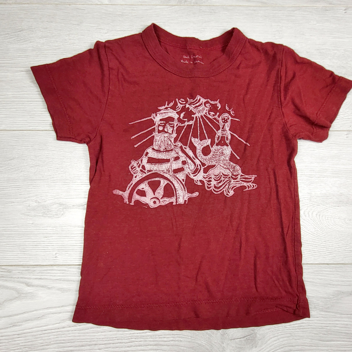 JGAL1- OMDL Coastal hand printed bamboo blend t-shirt. 4T 🍁