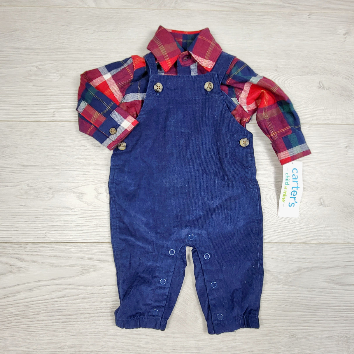 CHSP22 - NEW - Child of Mine 2pc corduroy overall set. Newborn size
