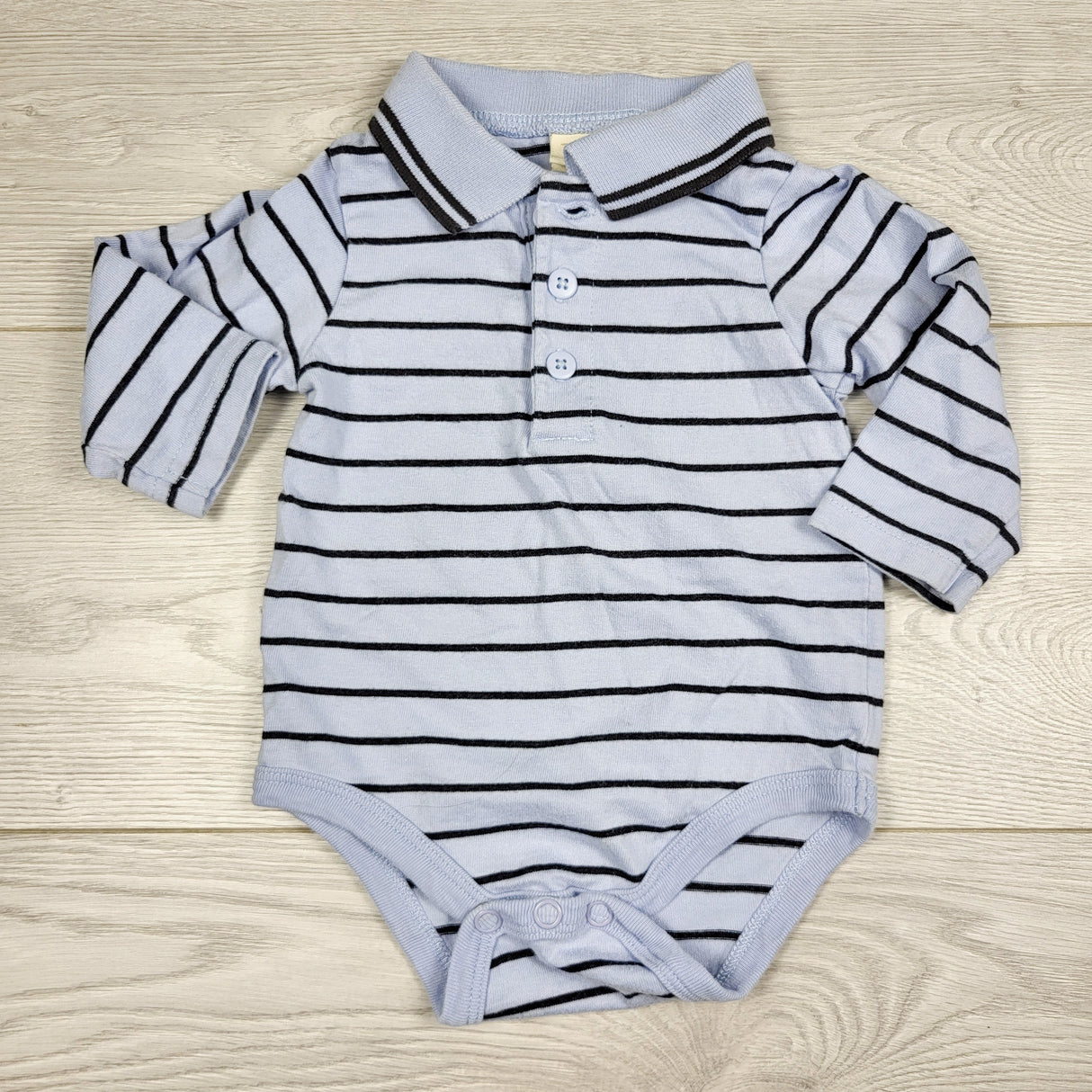 CHSP22 - Disney blue striped collared bodysuit. Size 6 months