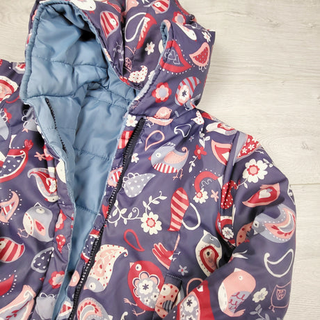 JGAL11 - Hatley reversible puffer jacket in paisley birds pattern. Size 4T 🍁