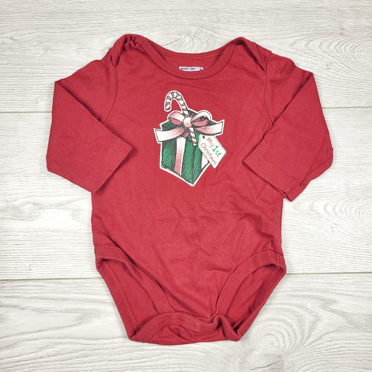ALWE2 - Children's Place red "My 1st Christmas" bodysuit. Size 3-6 months