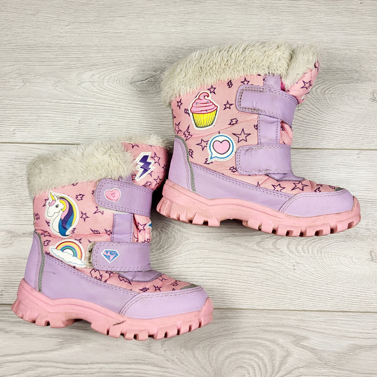 CHLSC2 - Pink and purple unicorn snow boots. Size 12