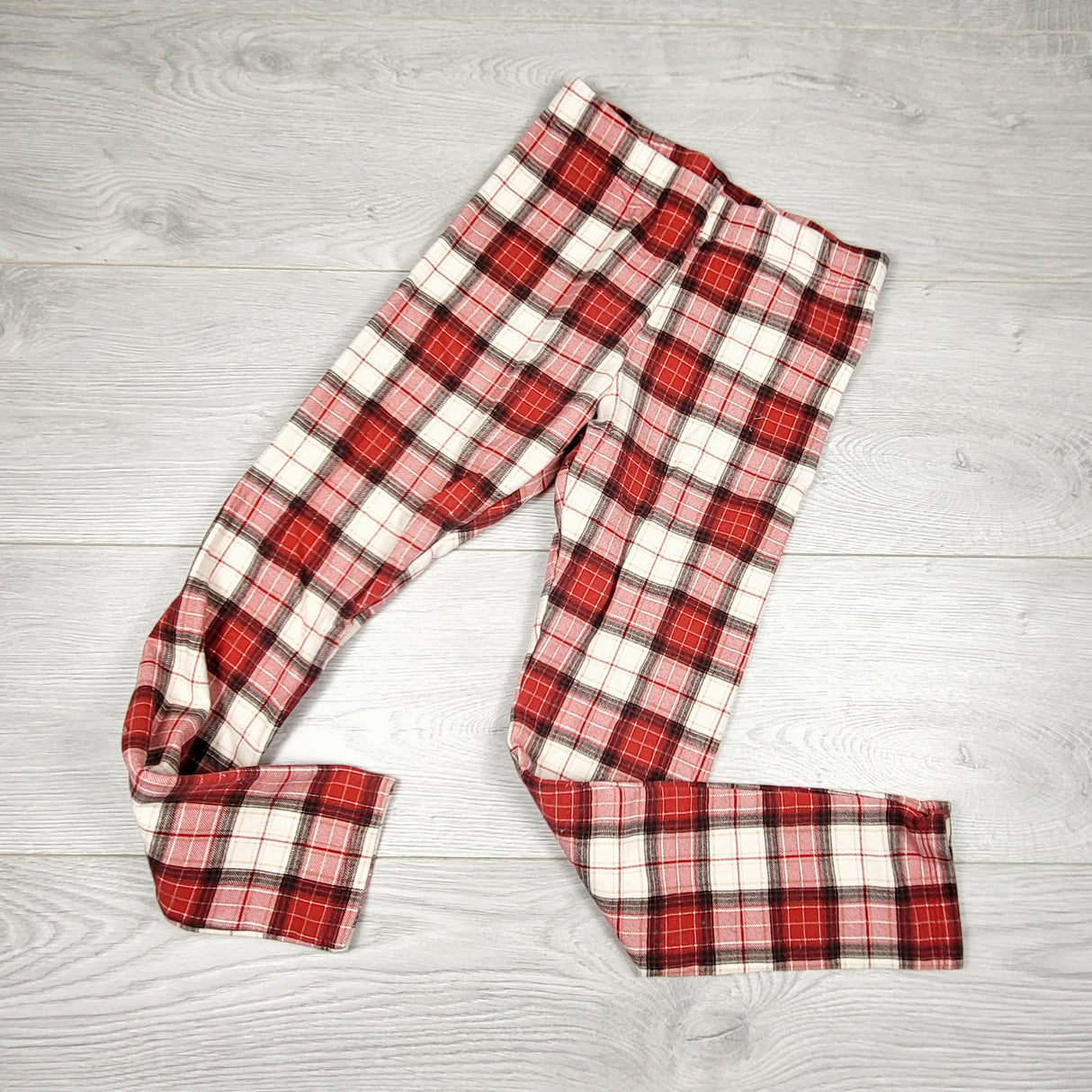 KTBL1 - H and M red plaid leggings. Size 8/9