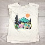 KTBL1 - Bass Pro Shops t-shirt with mountain scene. Size medium (7/8ish)