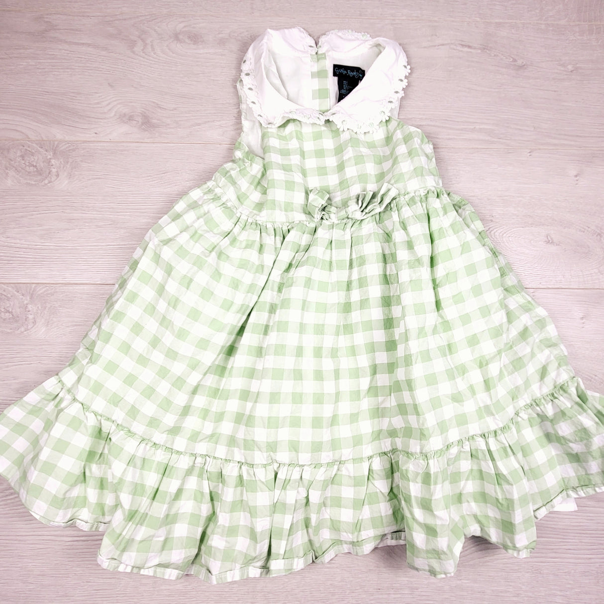 KTBL1 - Cynthia Rowley green checked dress. Size 7