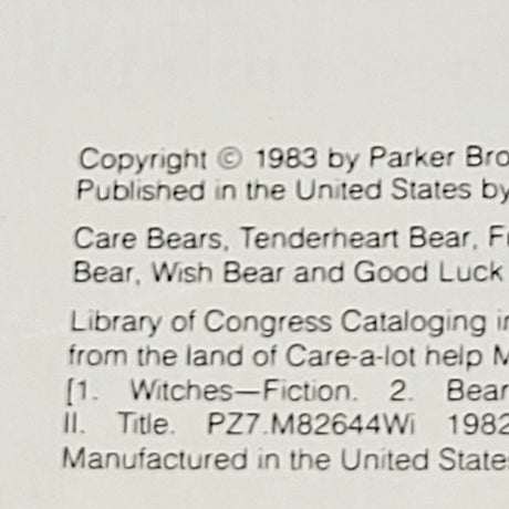 ALWE4 - Vintage 1983 Care Bears "The Witch Down the Street" hardcover book