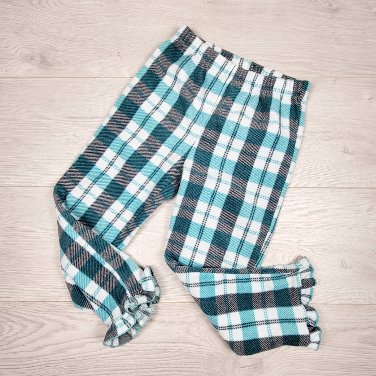 ALWE44- George teal plaid fleece PJ pants. Size 5T