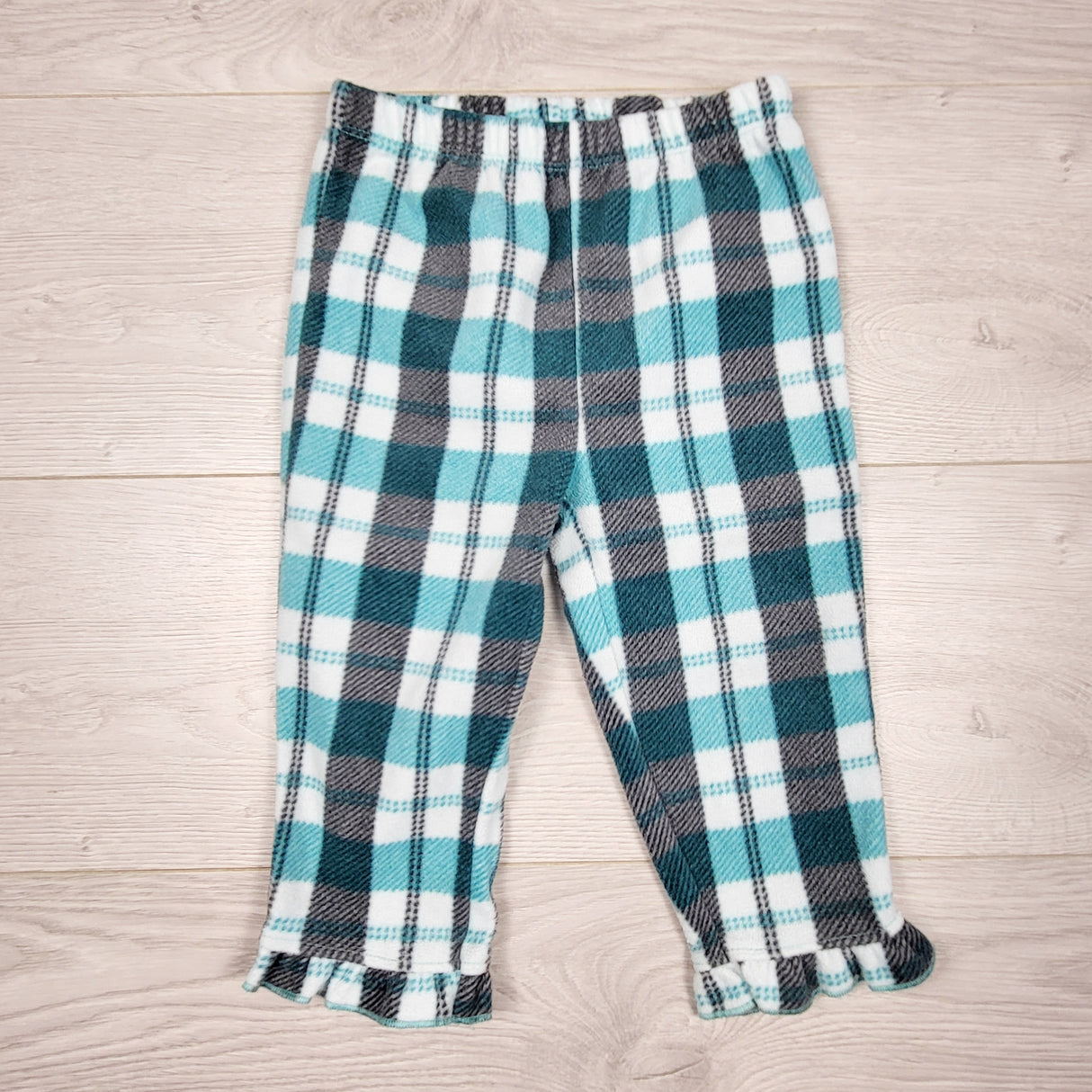 ALWE44 - George teal plaid fleece PJ pants. Size 18-24 months