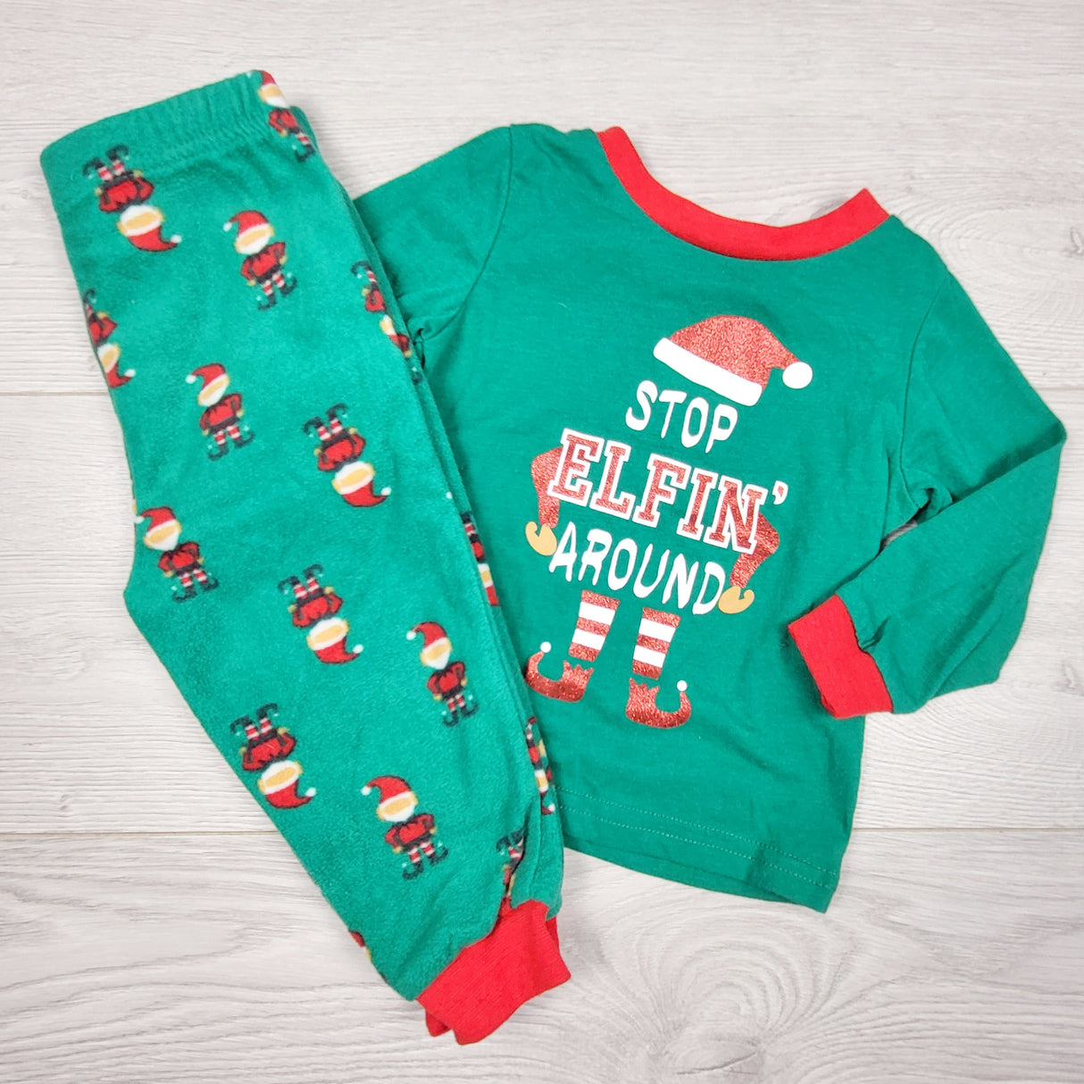 ALWE44 - George green 2pc "Stop Elfin' Around" PJs. Size 6-12 months