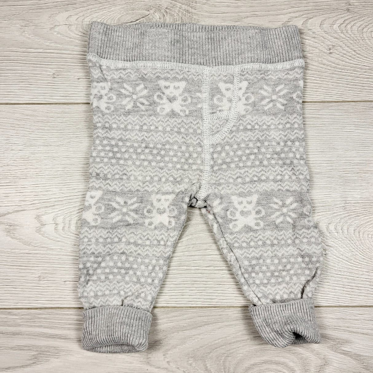ALWE44 - George grey patterned knit leggings. Size 3 months