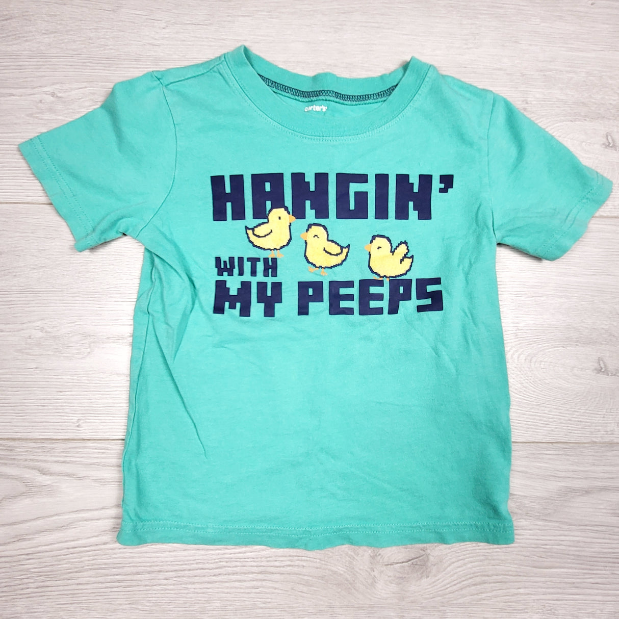 MHAN1 - Carters turquoise "Hangin' With My Peeps" t-shirt. Size 4T