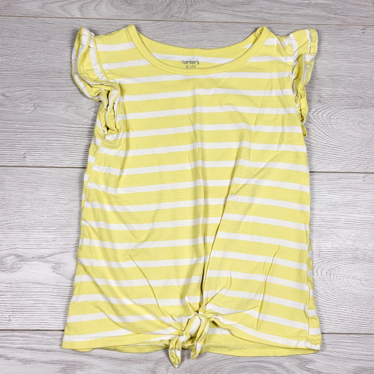 MHAN1 - Carters yellow striped knotted t-shirt. Size 5T