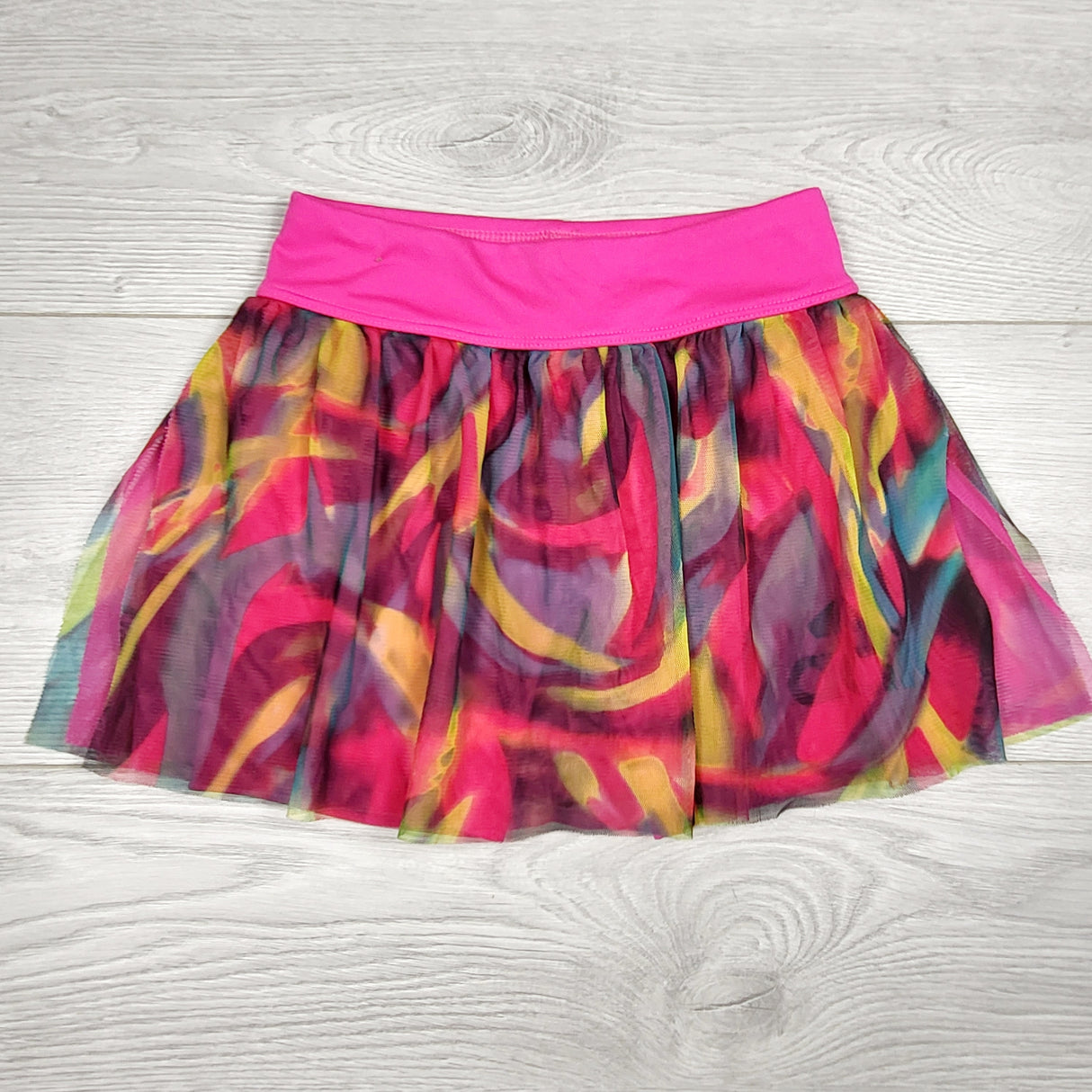 MHAN1 - Adidas pink patterned skort with tulle skirting. Size 4T