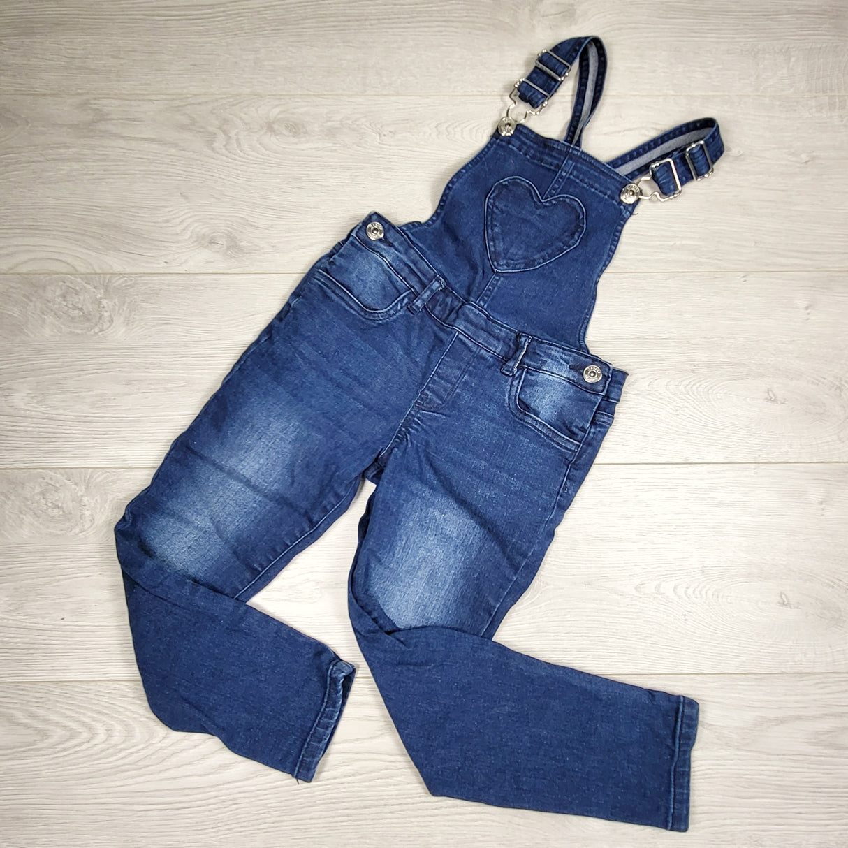 MHAN1 - George denim overalls with heart pocket. Size 6
