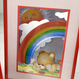 MHAN1 - Vintage 1980s Dufex Teddy Bear Metallic Foil Art Prints (sorry,no shipping)