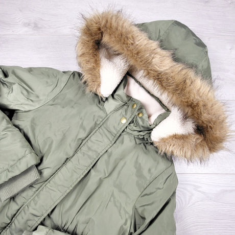 KTBL2 - Joe grey fleecy lined hooded parka style jacket. Size 7/8