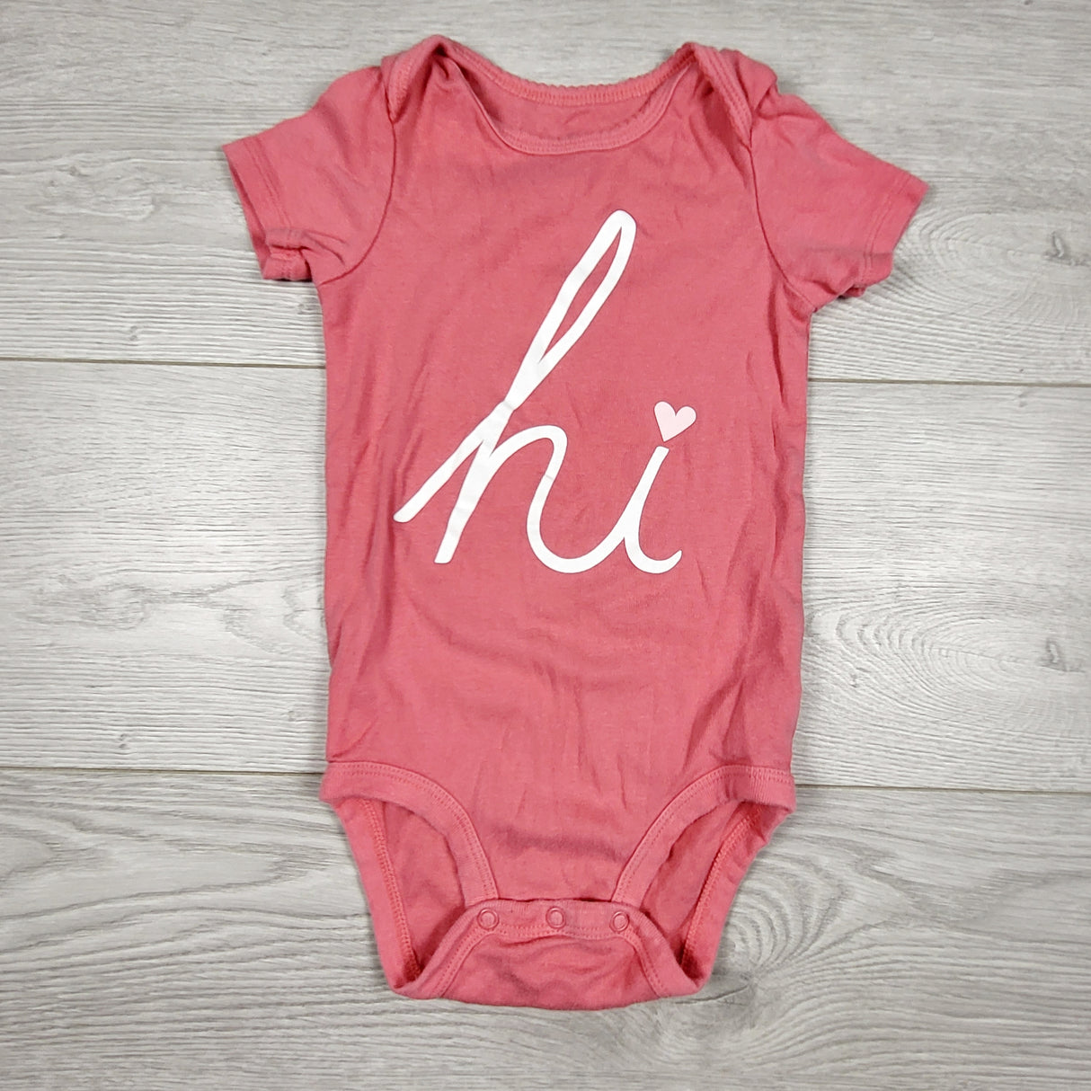 MWLL3 - Carters pink "Hi" bodysuit. Size 18 months