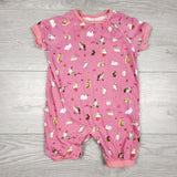 MWLL3 - Souris Mini pink romper with animals. Size 12-18 months