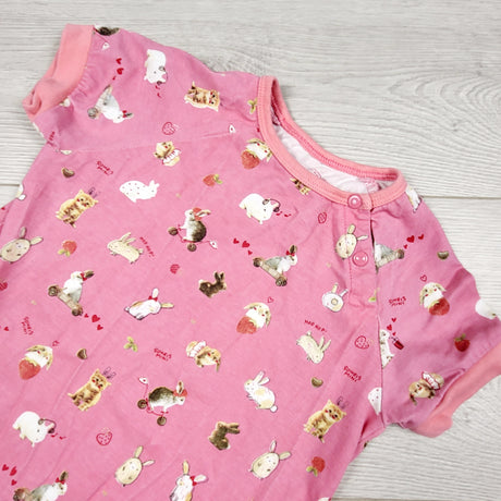 MWLL3 - Souris Mini pink romper with animals. Size 12-18 months