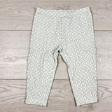 MWLL3 - Child of Mine leggings with pale green hearts. Size 12 months