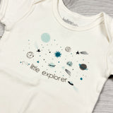 MASO2 - Indigo cream coloured "Little Explorer" bodysuit. Size 3-6 months