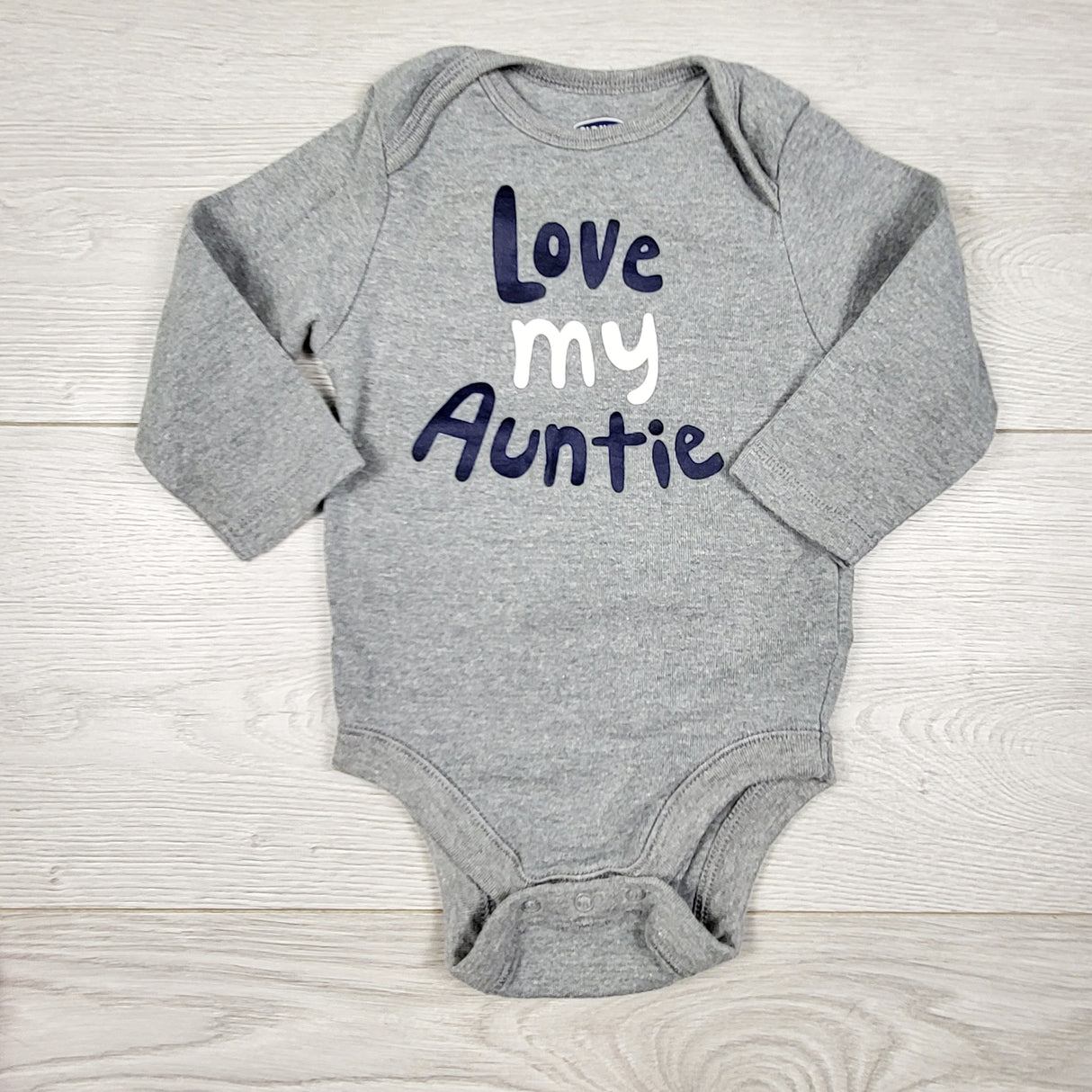 MASO2 - Old Navy grey "Love My Auntie" bodysuit. Size 3-6 months