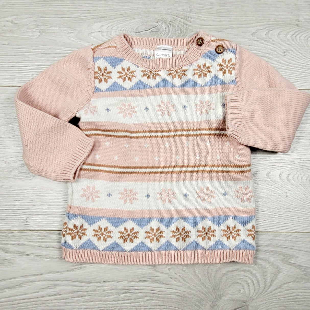 MASO22 - Child of Mine pink sweater with snowflakes. Size 6-9 months