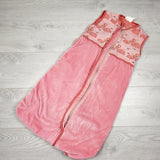 MASO3 - Pink velour sleep sack with flamingos. Size 6-12 months