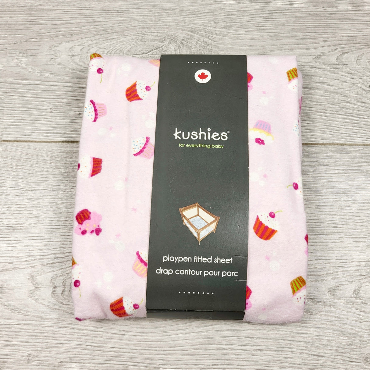 MASO3 - NEW - Kushies pink patterned flannel fitted playpen sheet