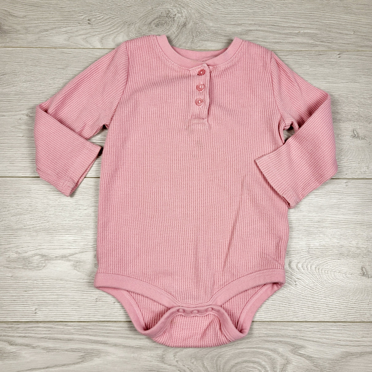 AMST2 - Joe pink waffle knit bodysuit. Size 12-18 months