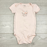 AMST3 - Carters pink "Let Love Grown" bodysuit with flowers. Size 12 months