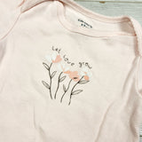 AMST3 - Carters pink "Let Love Grown" bodysuit with flowers. Size 12 months