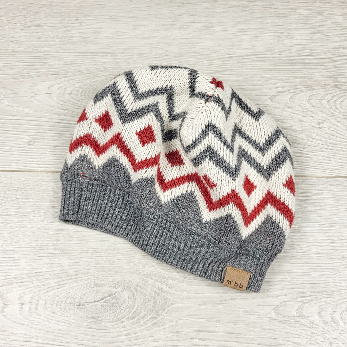 OAG1 - Miles Baby grey patterned toque. Size 2-4T