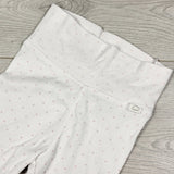 MWLL4 - H and M white and pink polka dot footed organic cotton pants.  Size 2-4 months