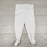 MWLL4 - H and M white and pink polka dot footed organic cotton pants.  Size 2-4 months