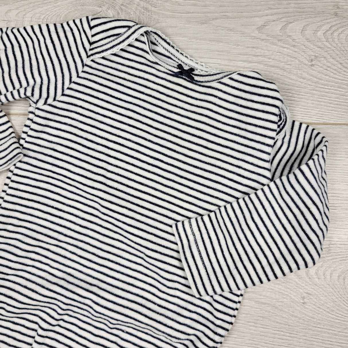 MWLL4 - Carters navy striped bodysuit with silver sparkles. Size 9 months
