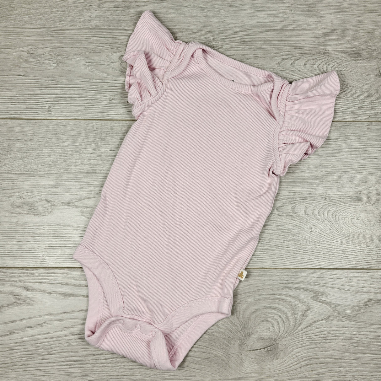 MWLL4 - Gap pink ribbed bodysuit with ruffle sleeves. Size 6-12 months