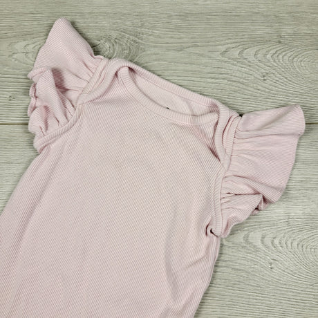 MWLL4 - Gap pink ribbed bodysuit with ruffle sleeves. Size 6-12 months