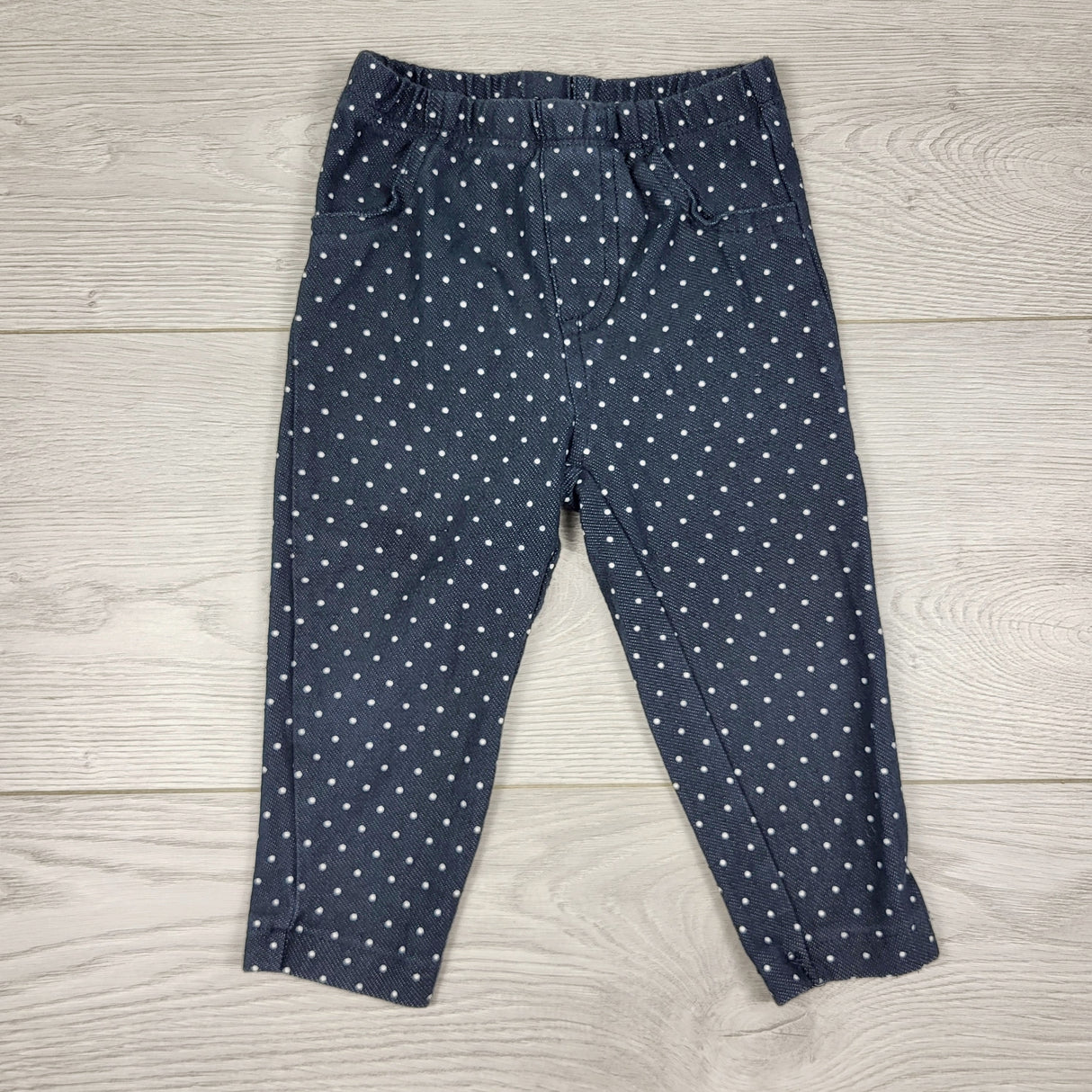 MWLL4 - Carters denim look polka dot leggings. Size 9 months