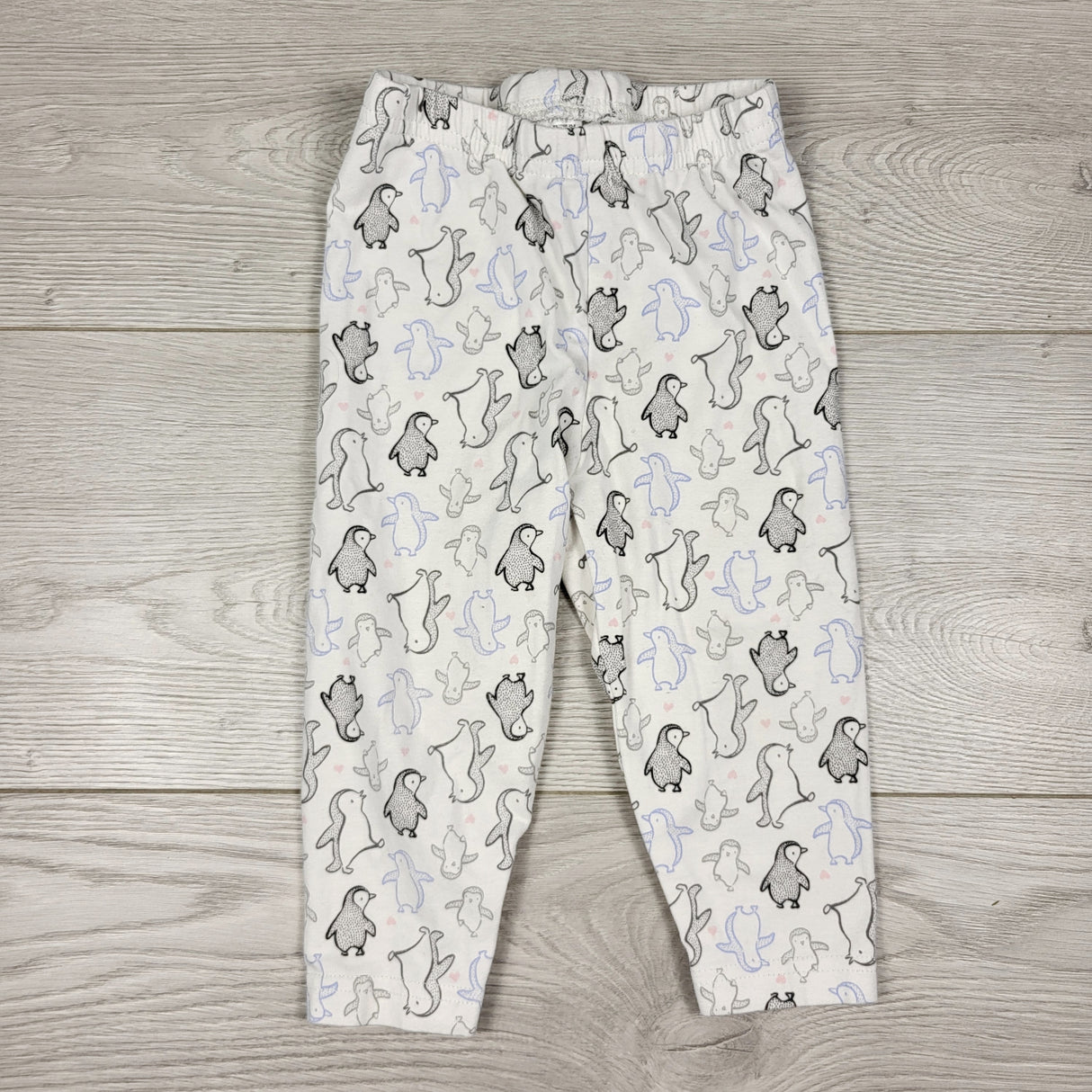 MWLL4 - Child of Mine white cotton pants with penguins. Size 18 months