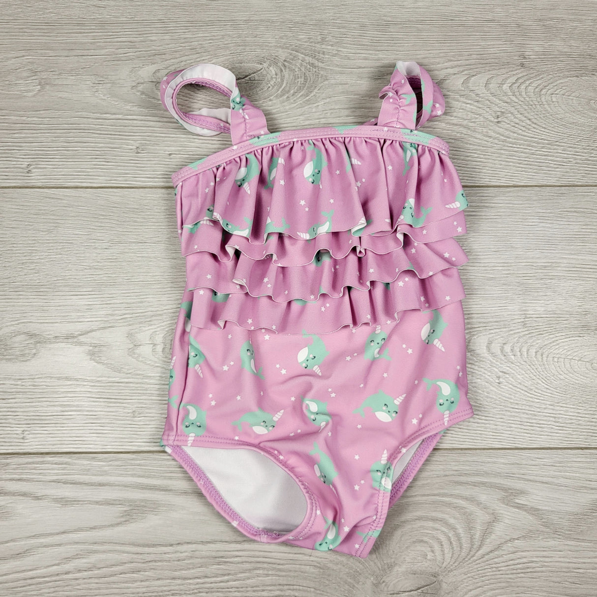 KAMG11 - Koala Baby purple one piece narwhal swimsuit. Size 9-12 months